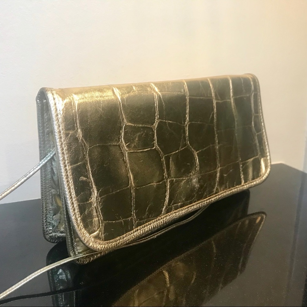 Carlos Falchi Vintage Gold Metallic Clutch